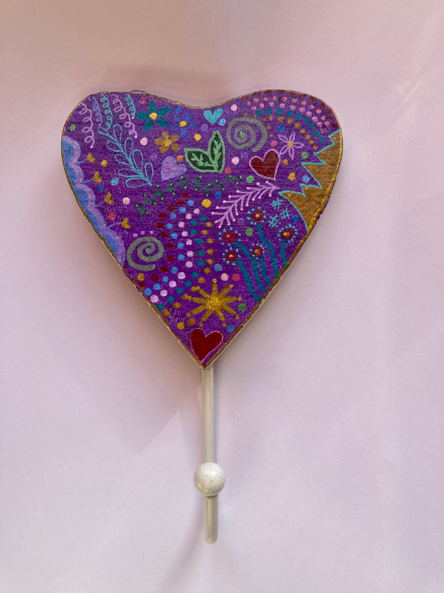 Upcycled and hand painted coat hook
