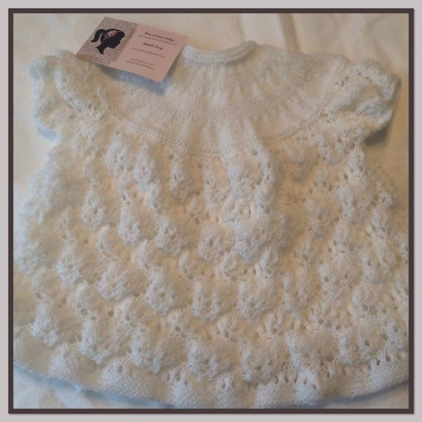 Traditional Hand-Knitted 2-Ply Lace Heirloom Christening Gown – White