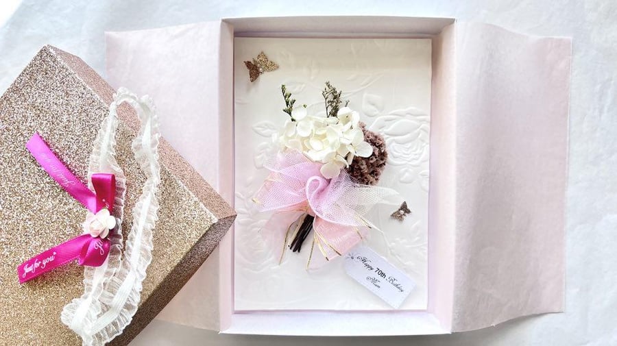 Luxury Handmade Personalised Birthday Card with Box, for Girlfriend, Wife C655