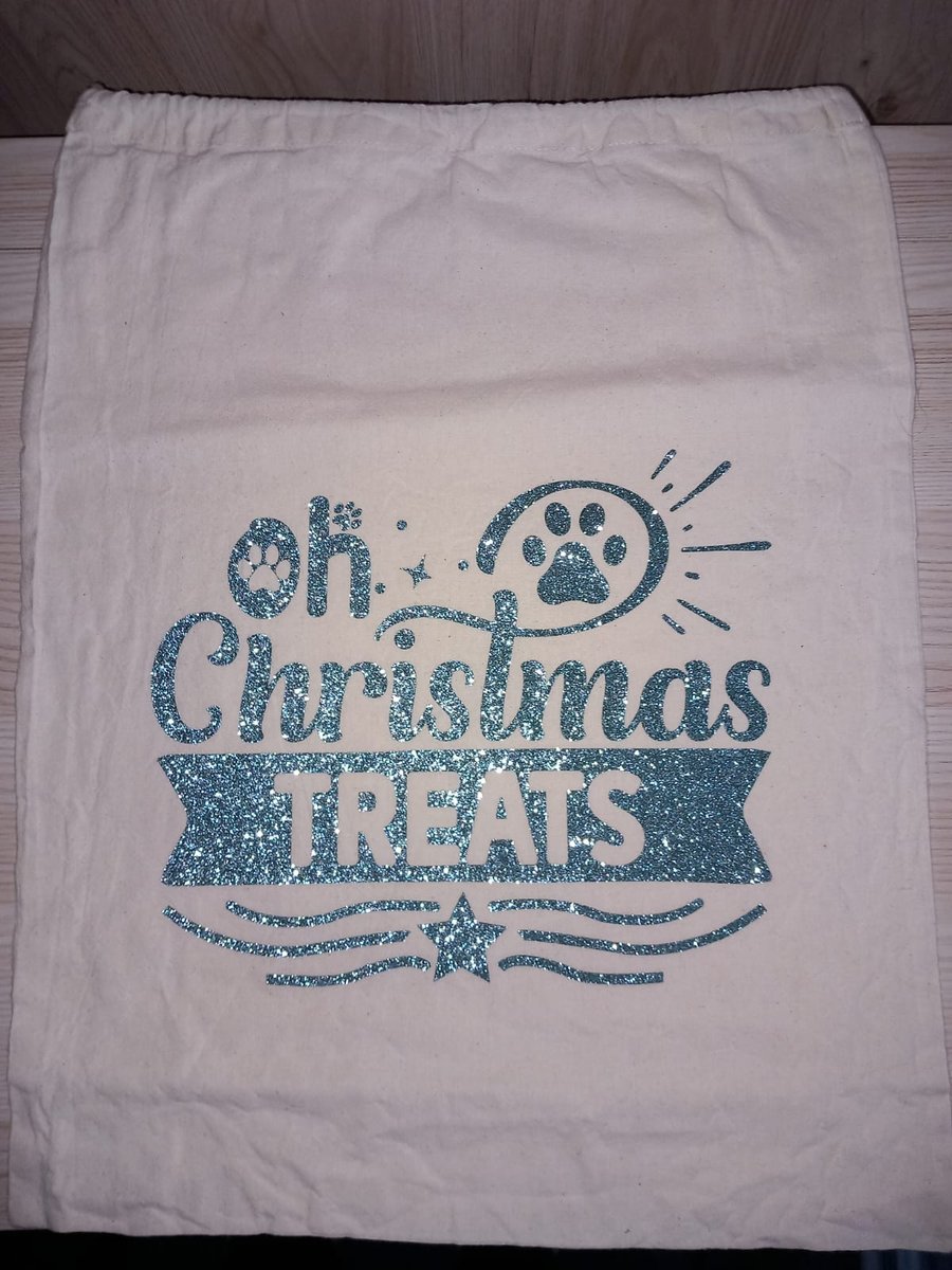 Oh Christmas Treats Christmas Dog Stocking Sack for Dogs Presents Cotton