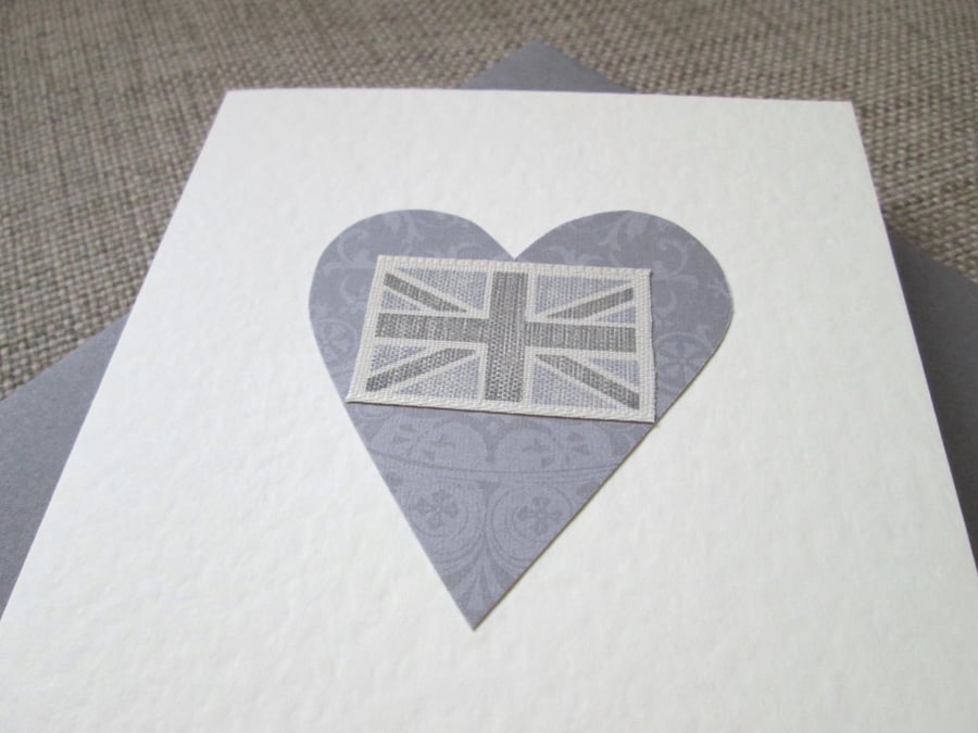 Grey Union Jack Greetings Card, blank inside