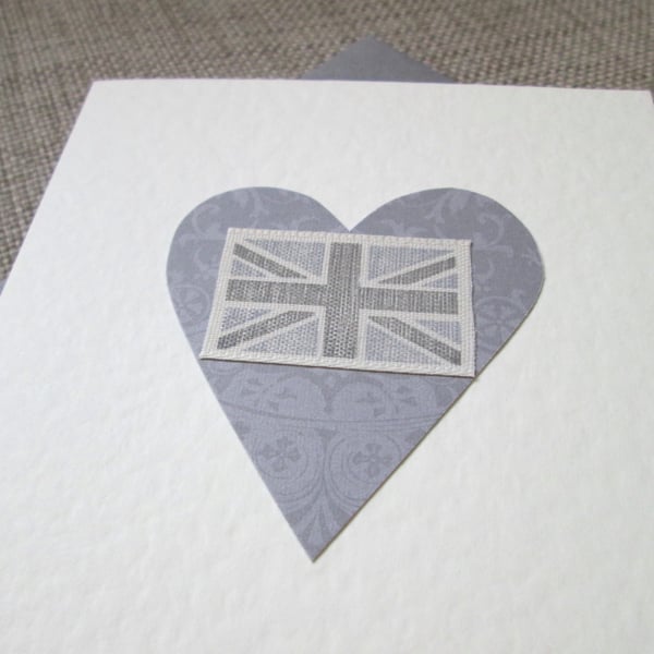 Grey Union Jack Greetings Card, blank inside