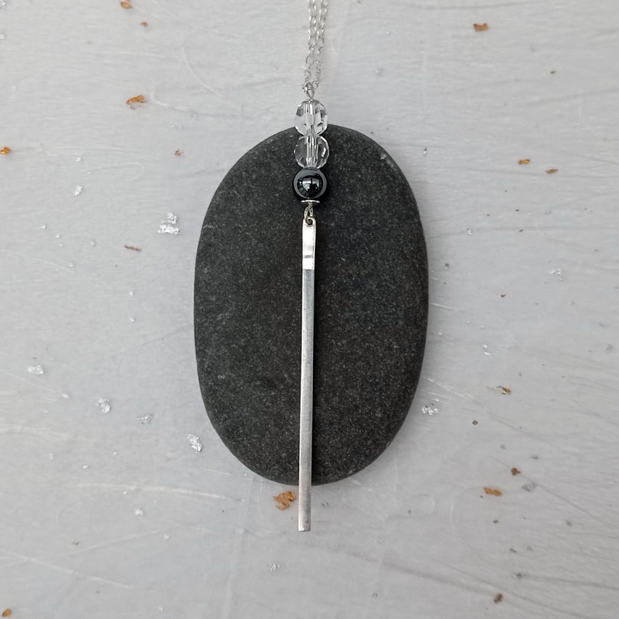 Sterling silver wire and bead drop pendant 