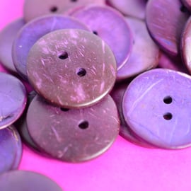 Large Bright and Bold Purple Coconut Shell Button 30mm