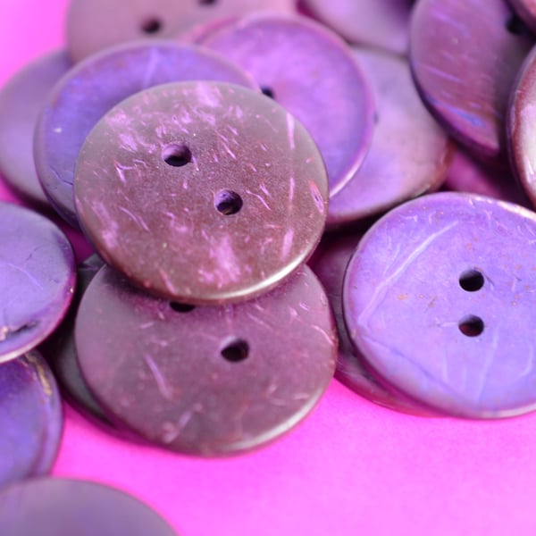 Large Bright and Bold Purple Coconut Shell Button 30mm