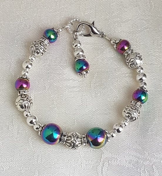Gorgeous Rainbow Haematite and Fancy Bead Bracelet