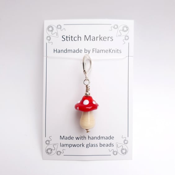 Tiny Glass Mushroom Stitch Marker