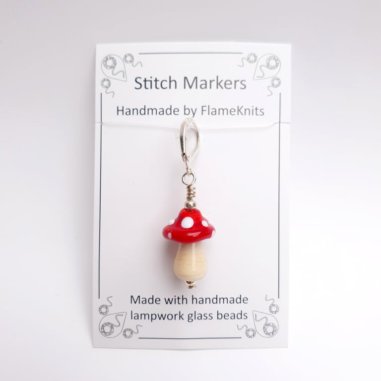 Tiny Glass Mushroom Stitch Marker