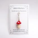 Tiny Glass Mushroom Stitch Marker