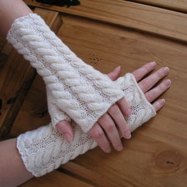 Fingerless gloves wrist warmers cream