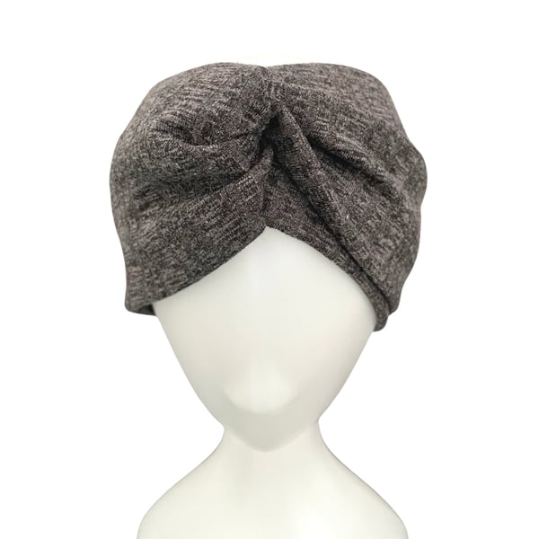 Dark Grey Warm Knit Jersey Winter Turban Twist Ear Warmer Headband for Women