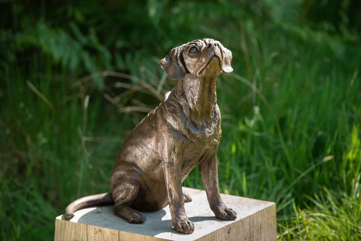 Sitting Puggle Dog Statue Large Bronze Resin Sculpture