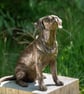 Sitting Puggle Dog Statue Large Bronze Resin Sculpture - Image 1