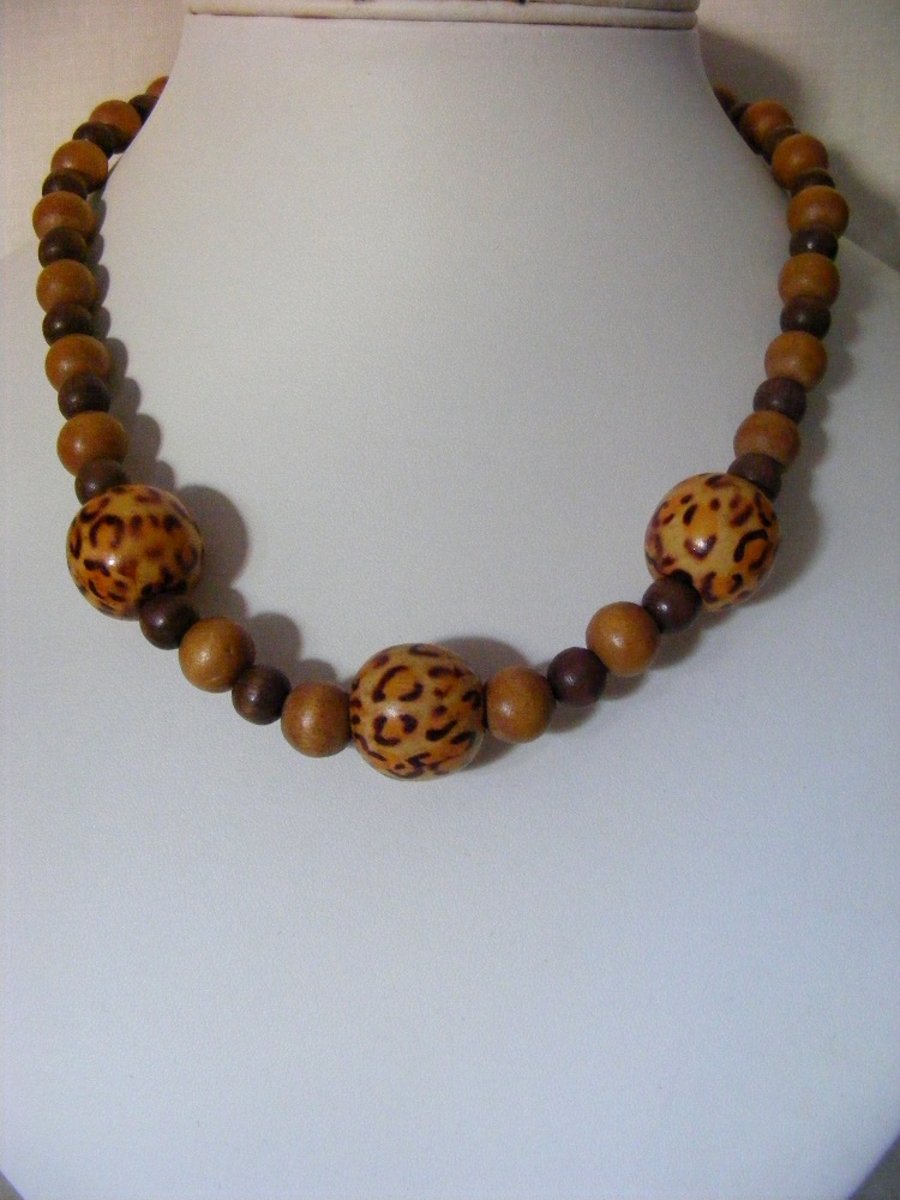 Animal Print Wood Necklace