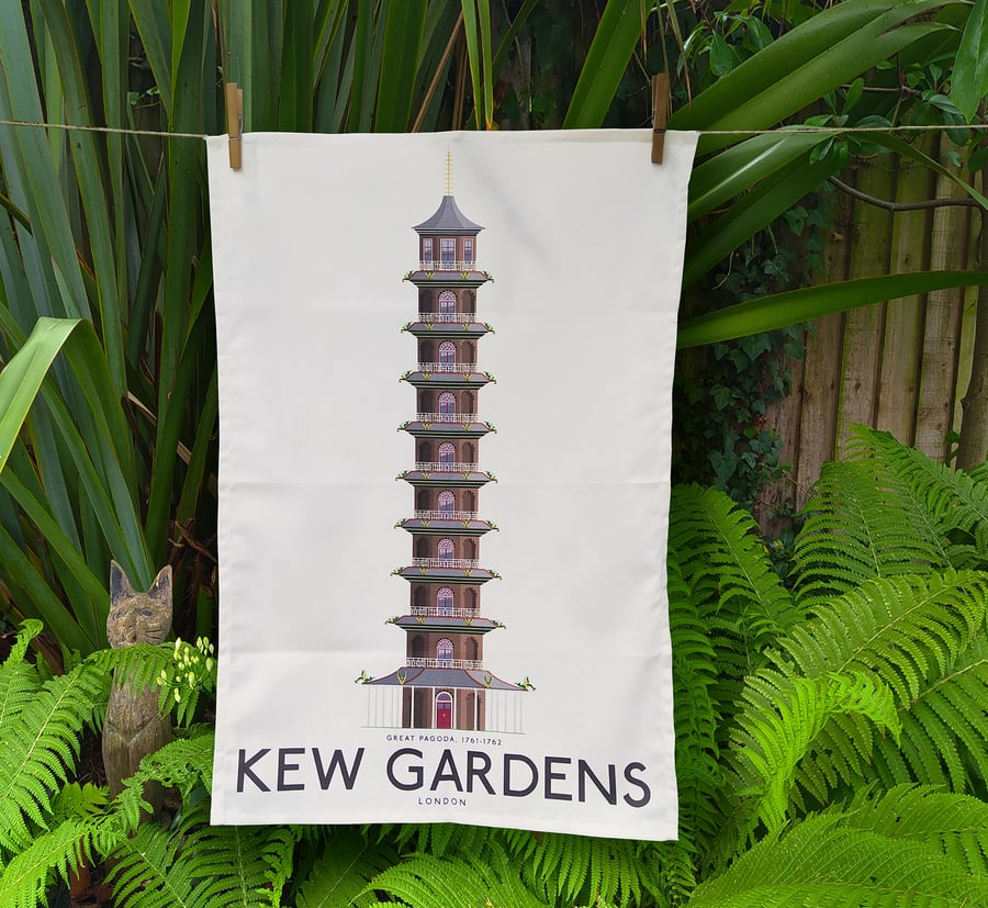 Grand Pagoda, Kew Gardens, Cotton Tea Towel
