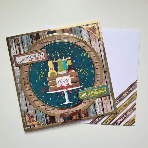 Birthday Card for him - Birthday Beers and Cheers Card with Matching Envelope