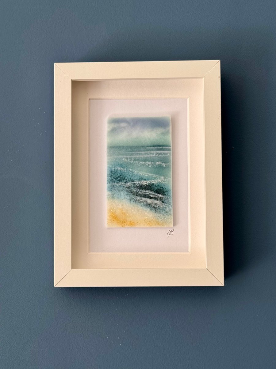 Fused glass seascape picture