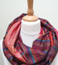 Sari silk double sided infinity scarf. Shades of burnt orange, burgundy, brown,  - Image 2