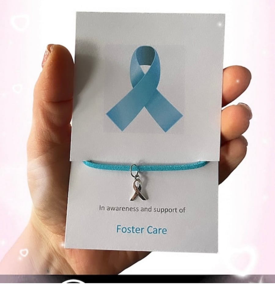 Foster care awareness wish bracelet corded ribbon charm wish bracelet 