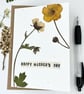 Handmade Real Pressed Flower, Geum, Mother's Day Greeting Card