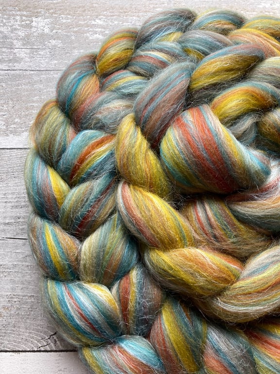 Merino and silk blend spinning fibre 100g Poldhu