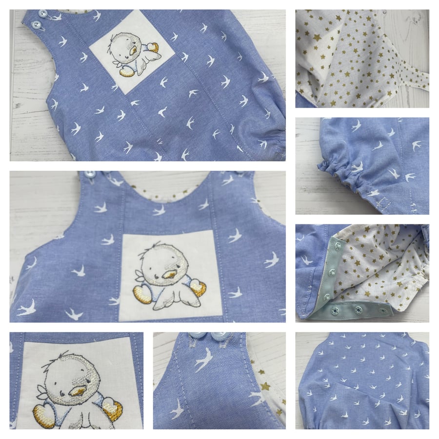 Duckling and Swallow Chambray Rompers PB14