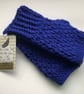 FINGERLESS MITTS , gloves ' Erme Trail '. Soft Wool blend. Cobalt blue. - Image 2