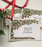 CHRISTMAS GIFT tags ( set of 3) .Winter .Holly frame . Nature .