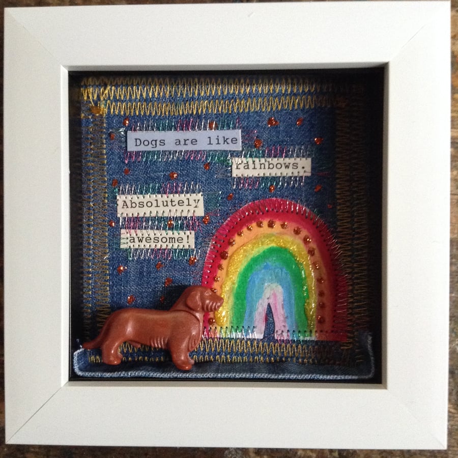 RESERVED FOR JANET. Sausage dogs and rainbow picture 