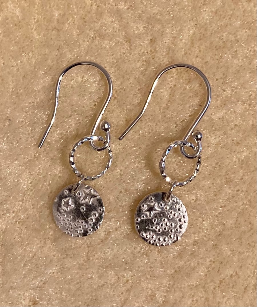 Starry, pure silver earrings 
