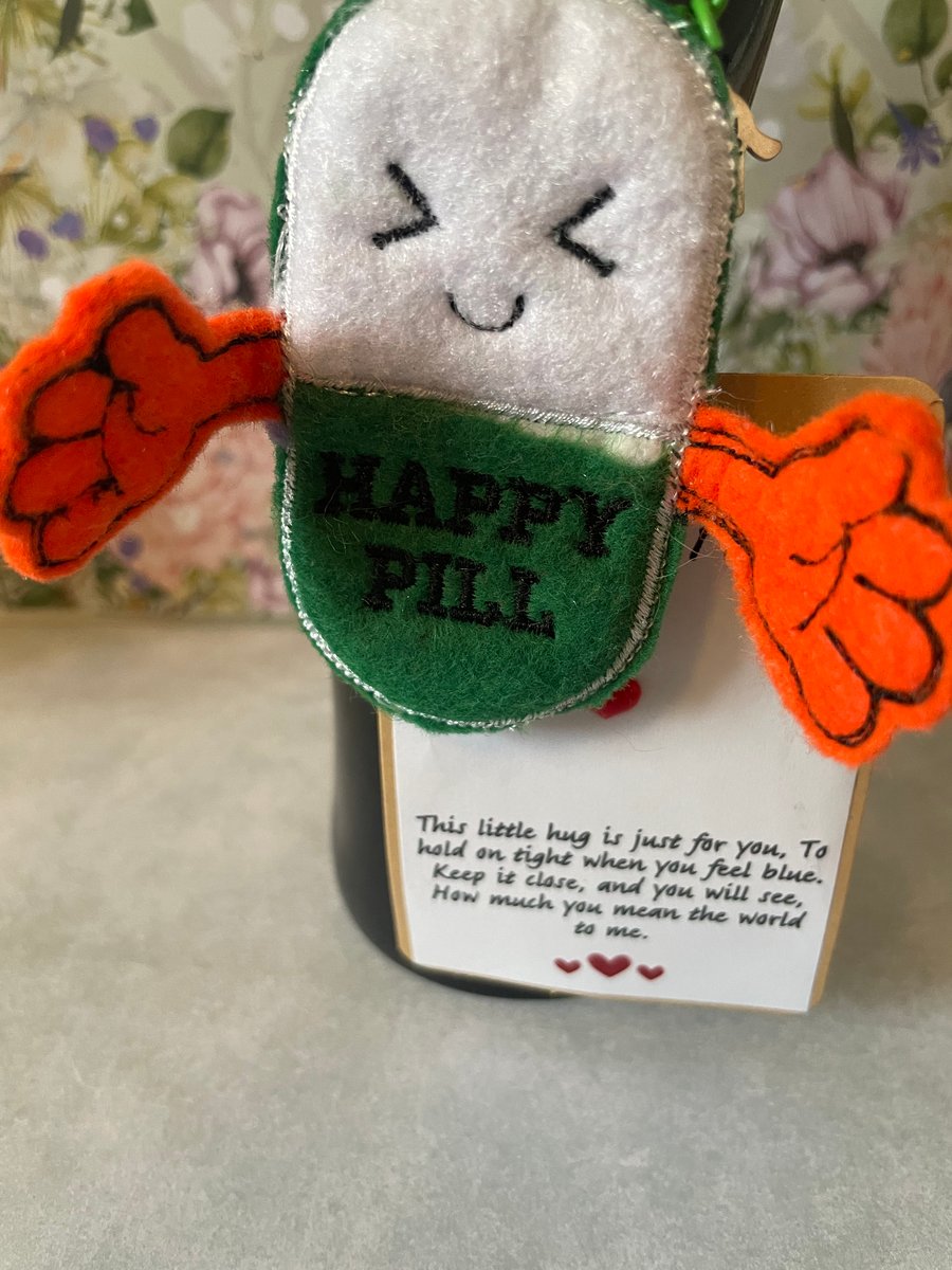 Pocket Hugs – Emotional Support,Gift, keyring, bag tag, Happy Pill
