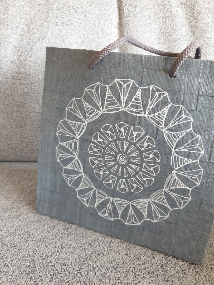 Hand drawn Zentangled gift bag