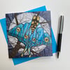 Full moon with moon moth and tree printed card. 