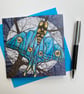 Full moon with moon moth and tree printed card.  - Image 1