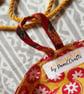 Indan block print crossbody bag: red floral with ochre strap - Image 5