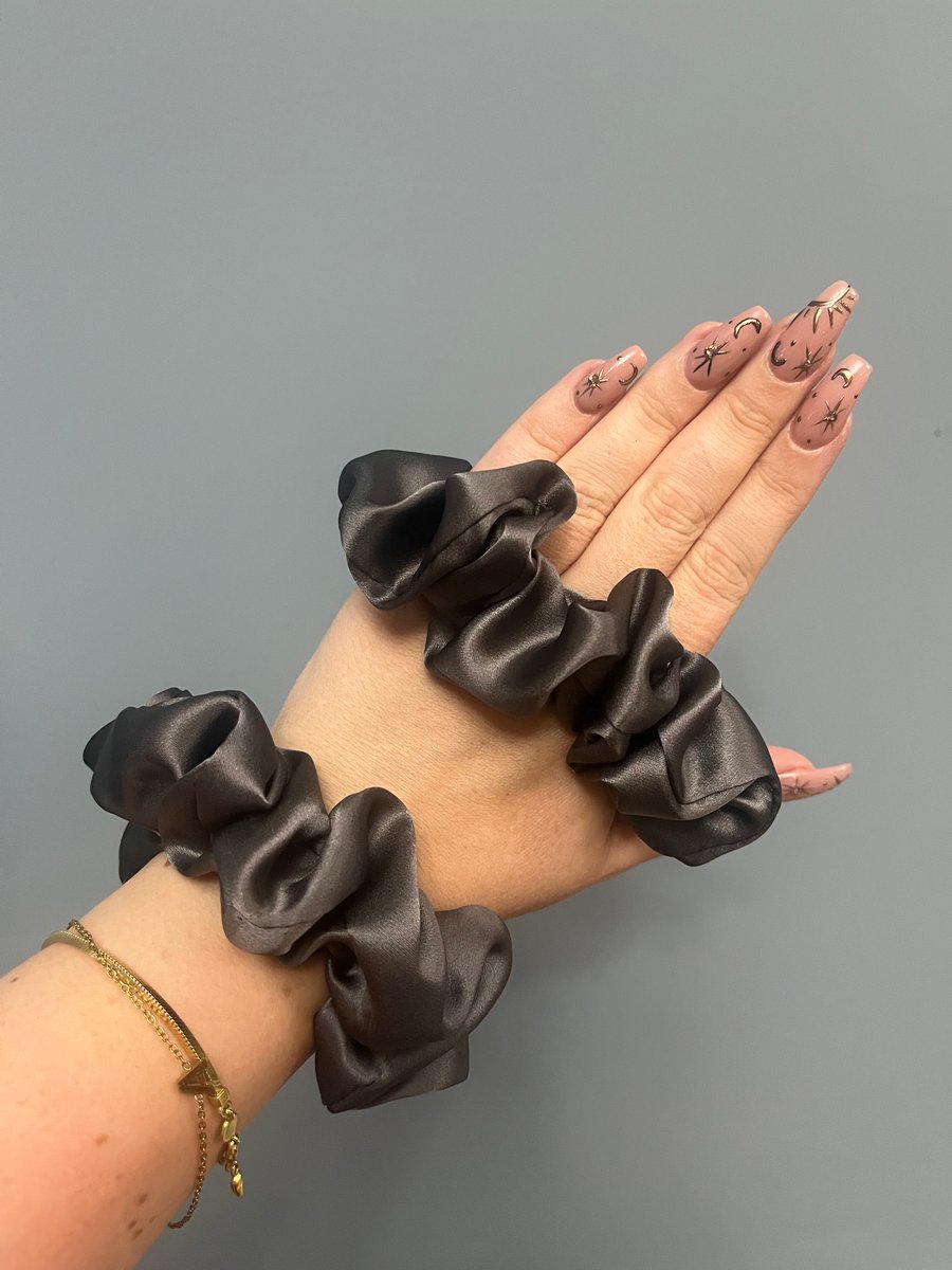 2 pure silk scrunchies. Colour dark grey