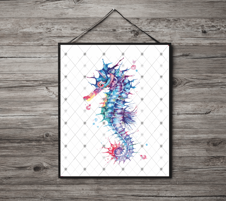 Seahorse A4 Print, Seahorse Custom Print, Personalised Wall Art, Custom Seahorse