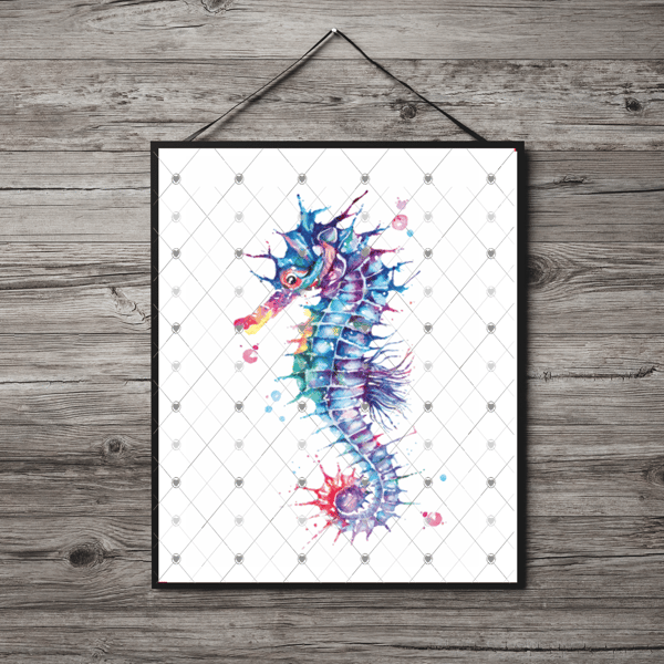 Seahorse A4 Print, Seahorse Custom Print, Personalised Wall Art, Custom Seahorse