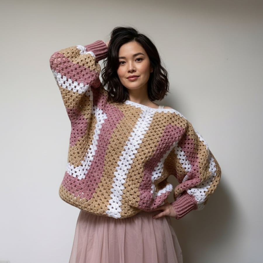 Crochet Boho Oversized Jumper 