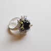 Swarovski Crystal and Purple Bead Adjustable Ring - UK Free Post