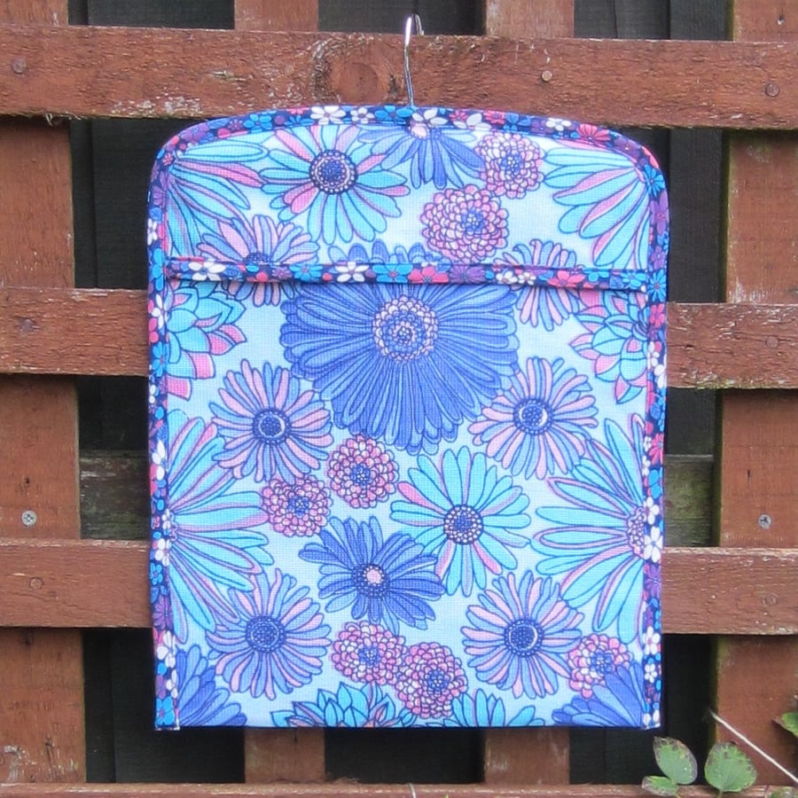 Retro 1970 s Blue Floral Peg Bag