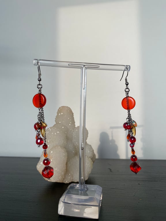 Alani - Red & Orange Earrings 