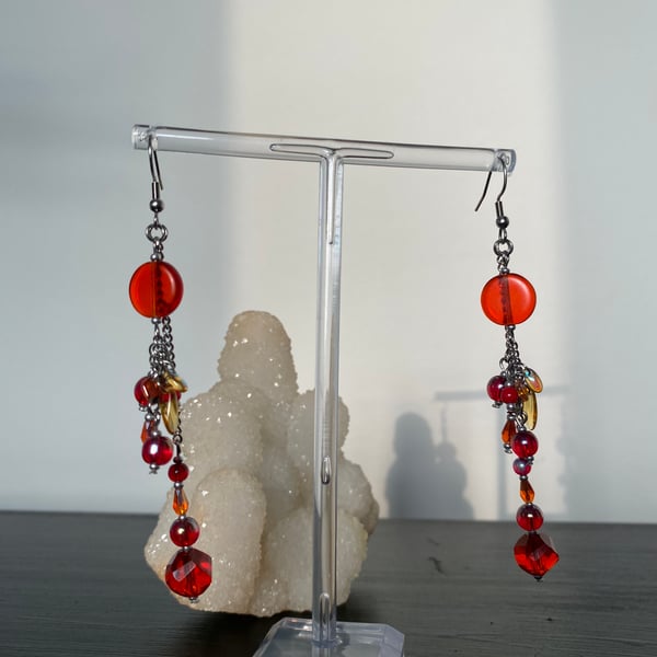 Alani - Red & Orange Earrings 