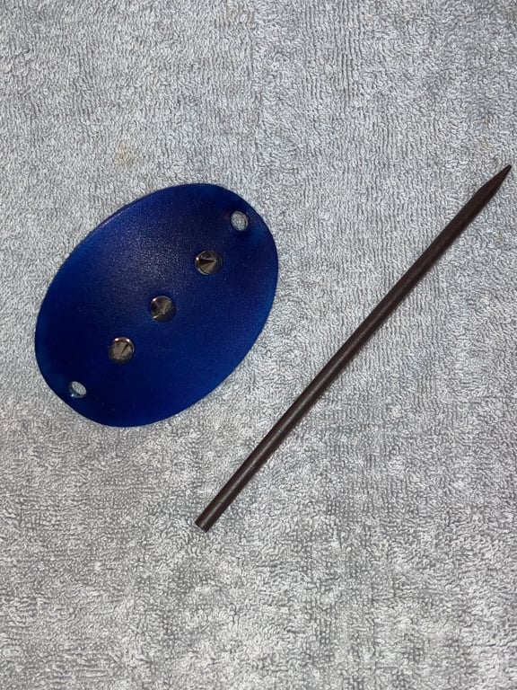 Blue Leather Hair Stick Barrette - 3 Spikes