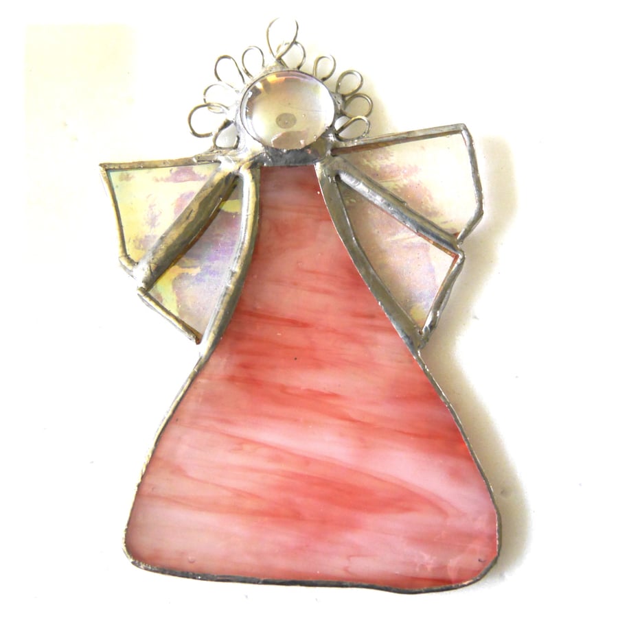 Angel White Red Stained Glass suncatcher Christmas decoration 