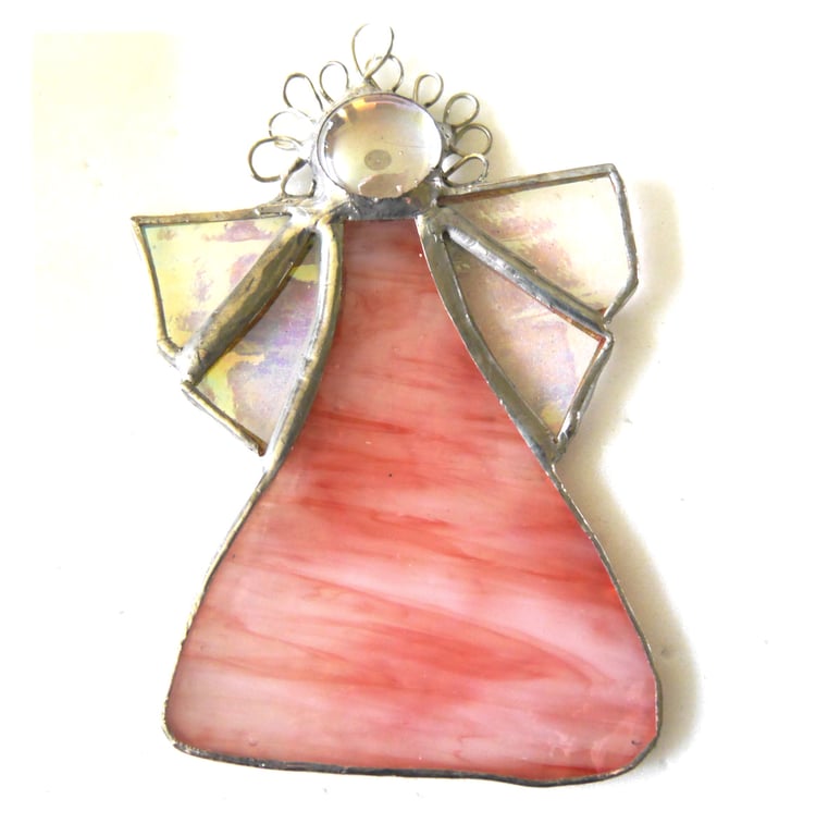 Angel White Red Stained Glass suncatcher Christmas decoration 