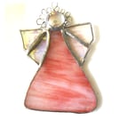 Angel White Red Stained Glass suncatcher Christmas decoration 