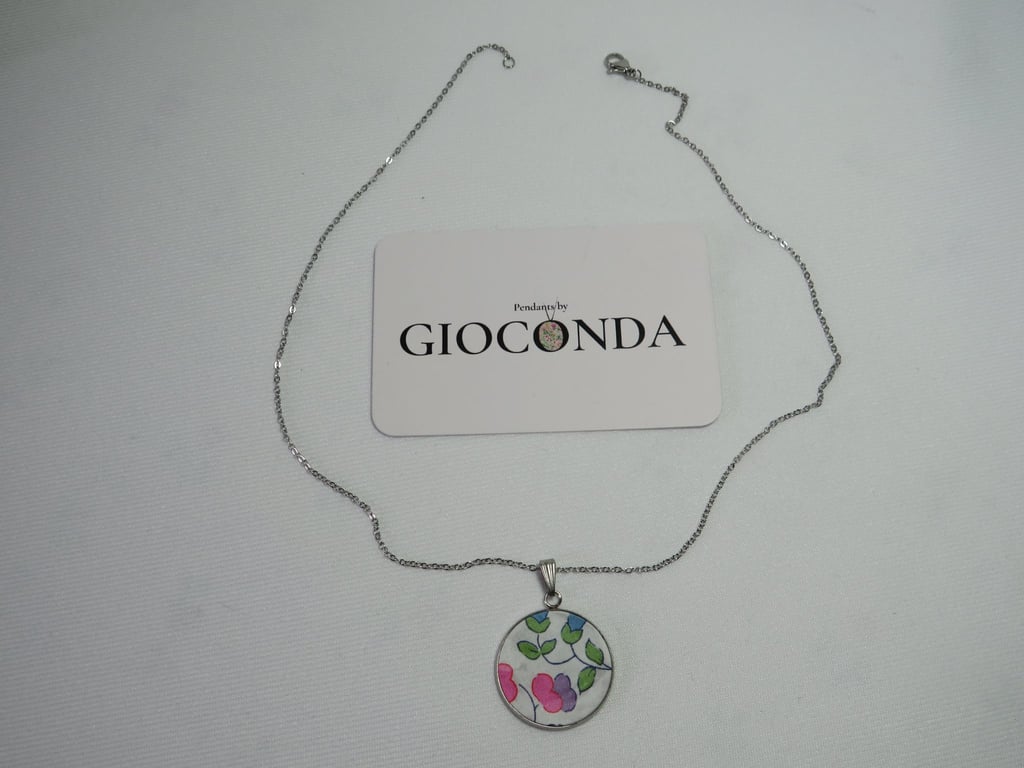Hand Crafted Pretty Pendant - Made Using Liberty Print Fabric 