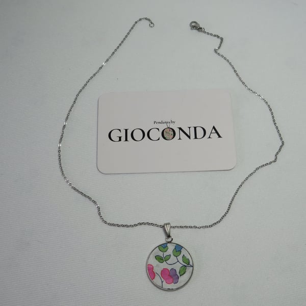 Hand Crafted Pretty Pendant - Made Using Liberty Print Fabric 