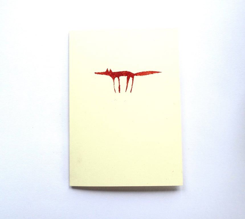 Hand Printed Fox Card - READY TO SHIP